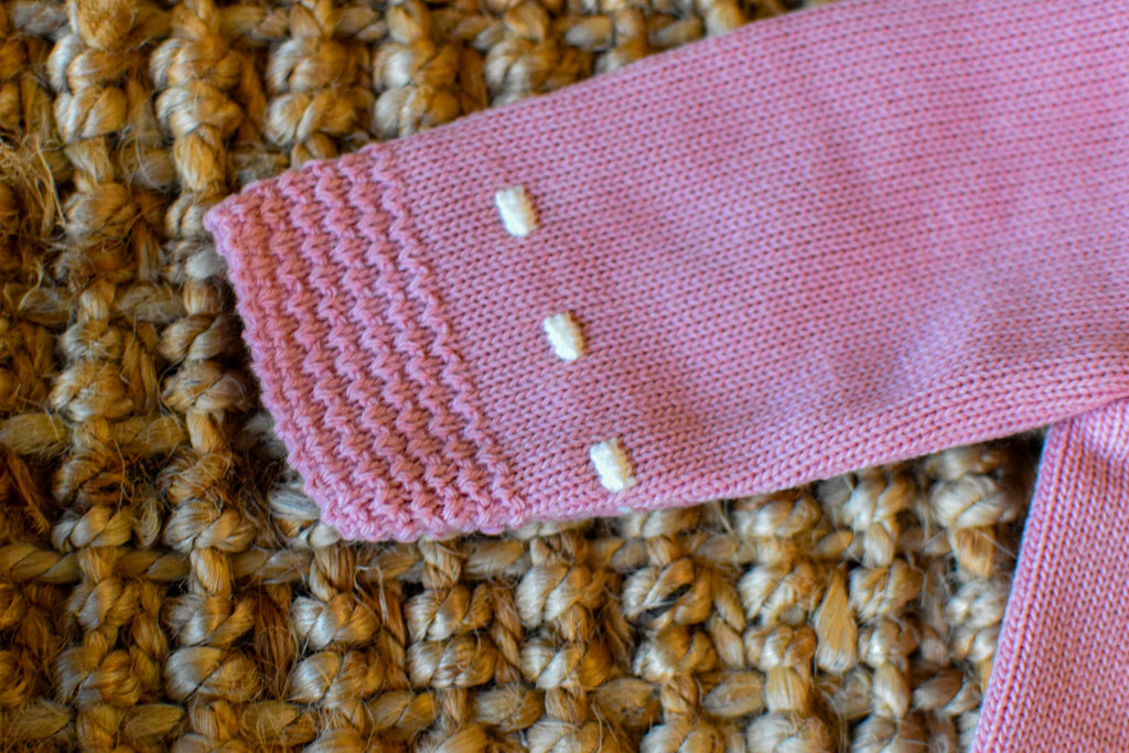 Knit Lines with embroidered Neck in Old Pink