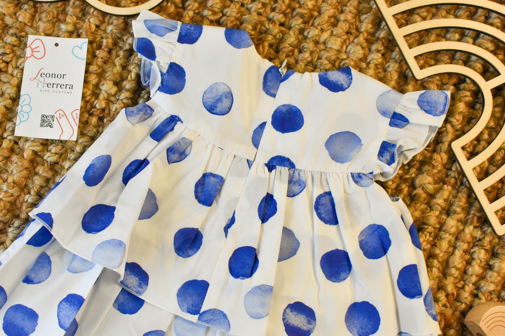 Girl Dress circles in Blue