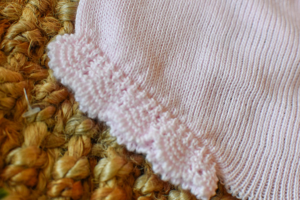 Knit Long Top set in Pink - White