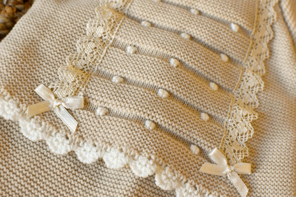 Knitted Small Lace and Points in Camel