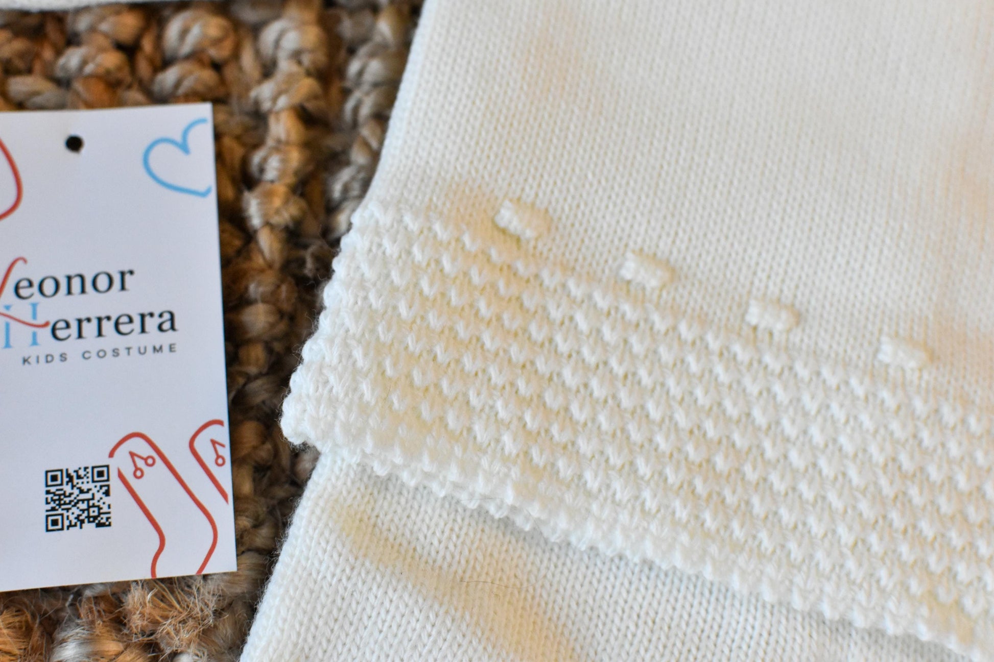 Knit Lines with Embroidered Neck in Beige