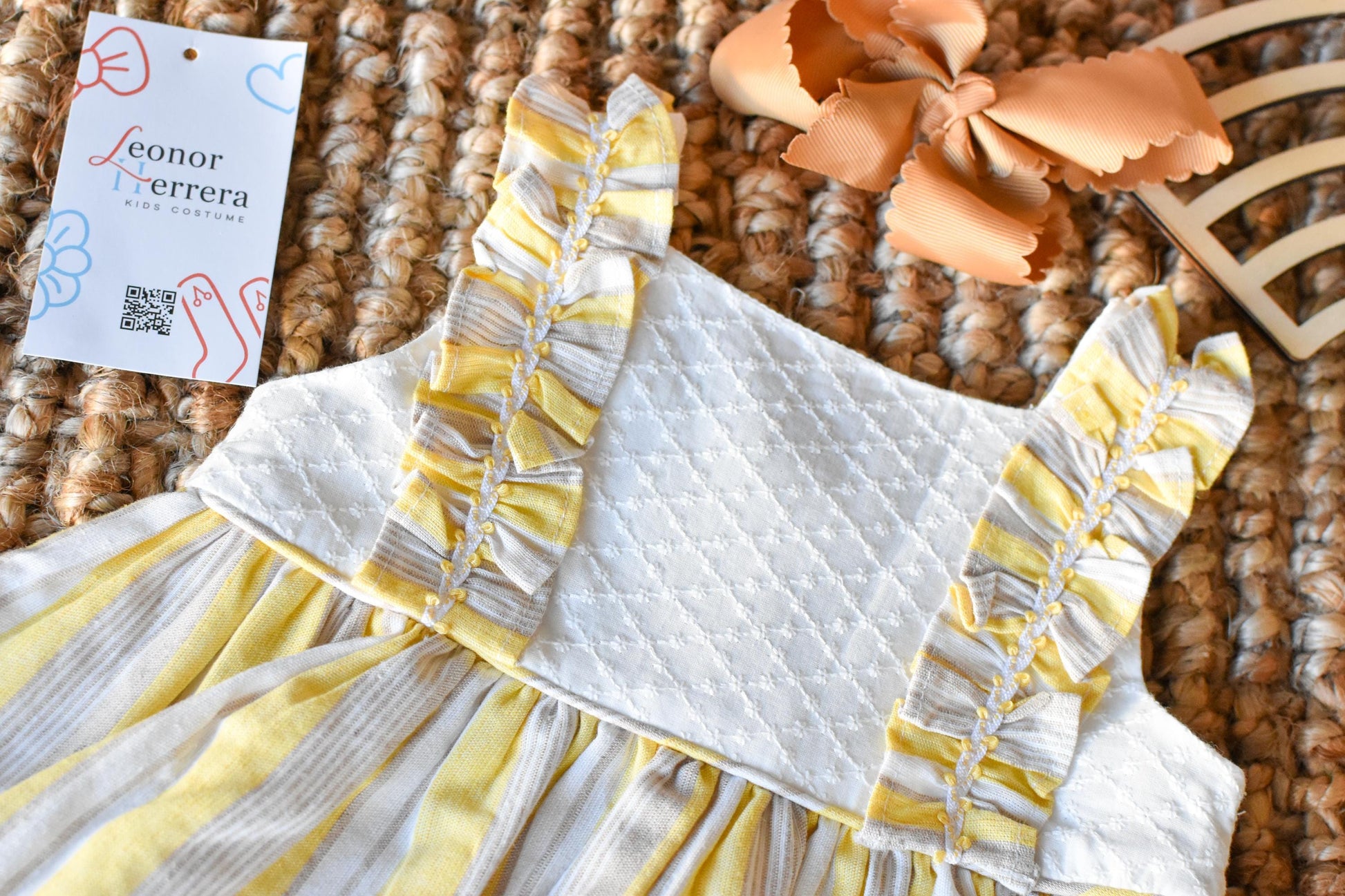 Girl Dress with lines and fabric Swiss