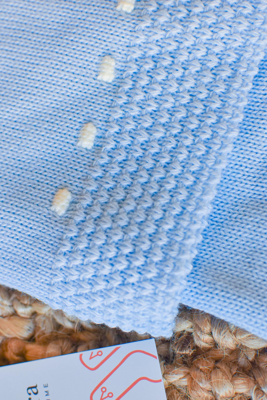 Knit Lines with Embroidered Neck in Sky Blue