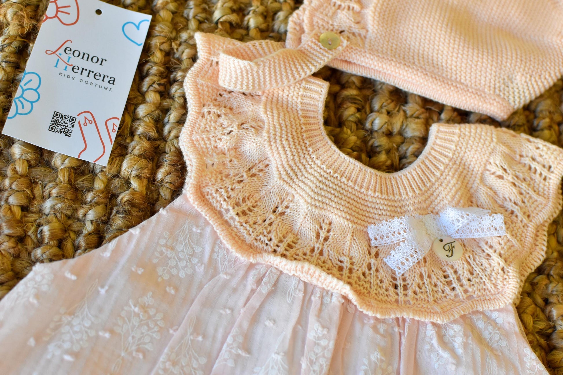 Dress with Bonnet in Salmon