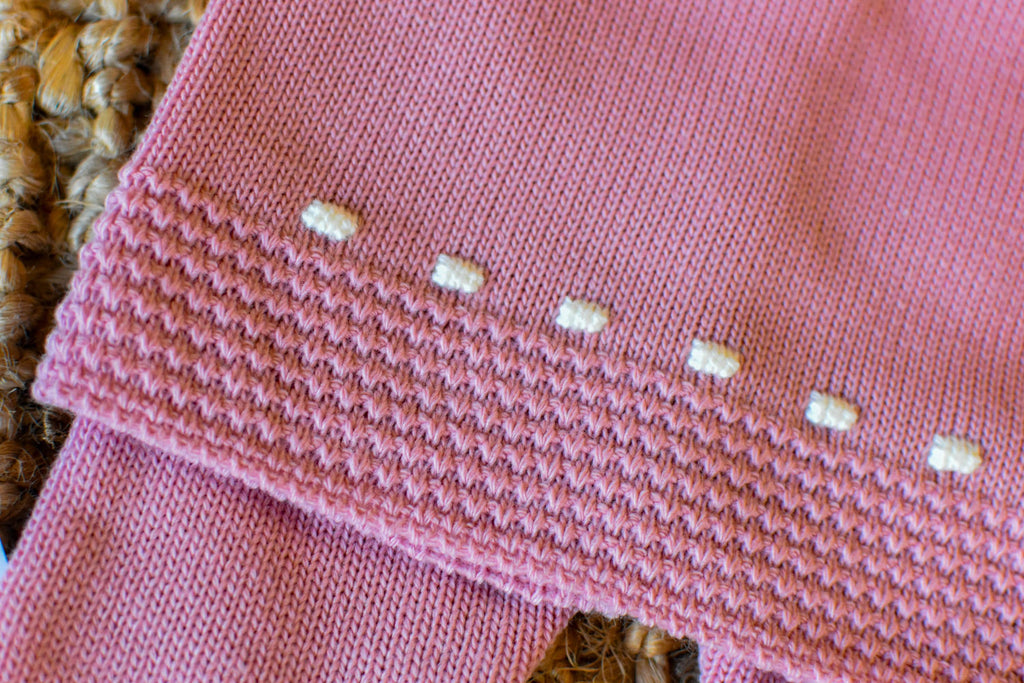 Knit Lines with embroidered Neck in Old Pink