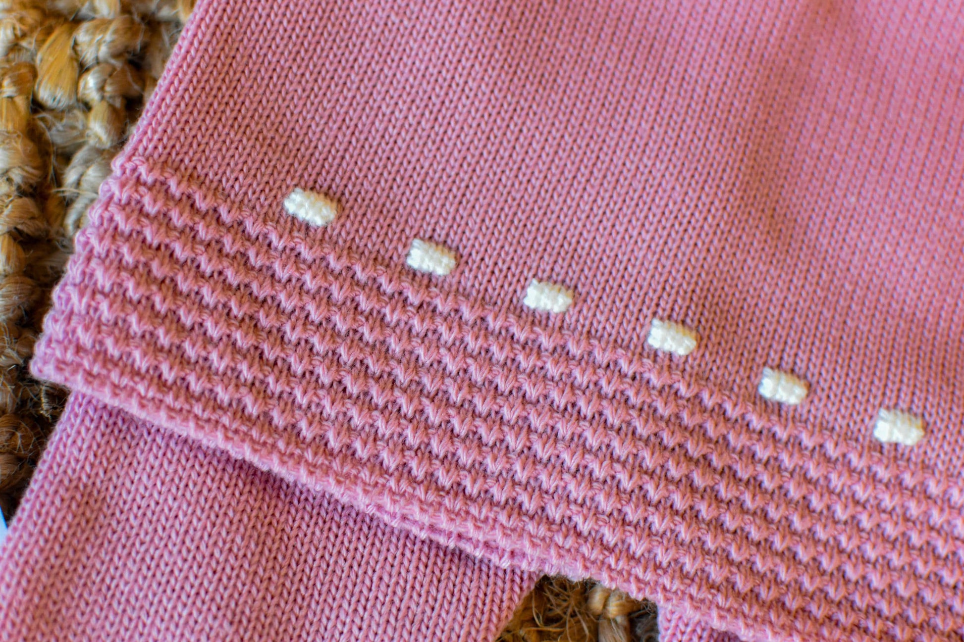 Knit Lines with embroidered Neck in Old Pink