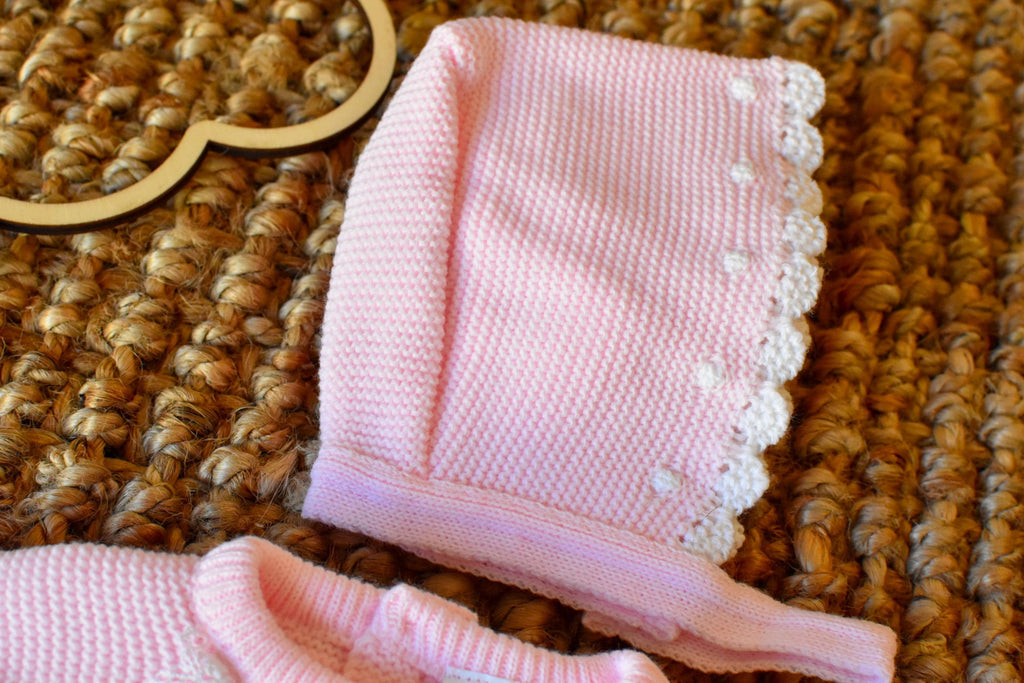 Knitted Small Lace and Points in Pink - White