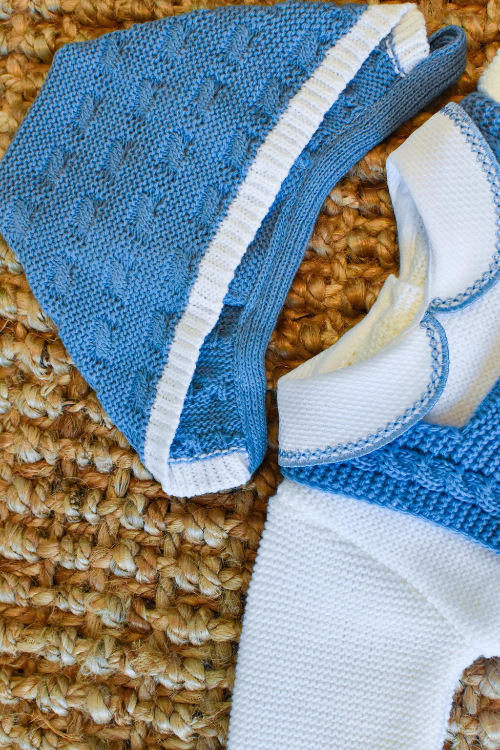 Knitted long Top Short Romper in Blue