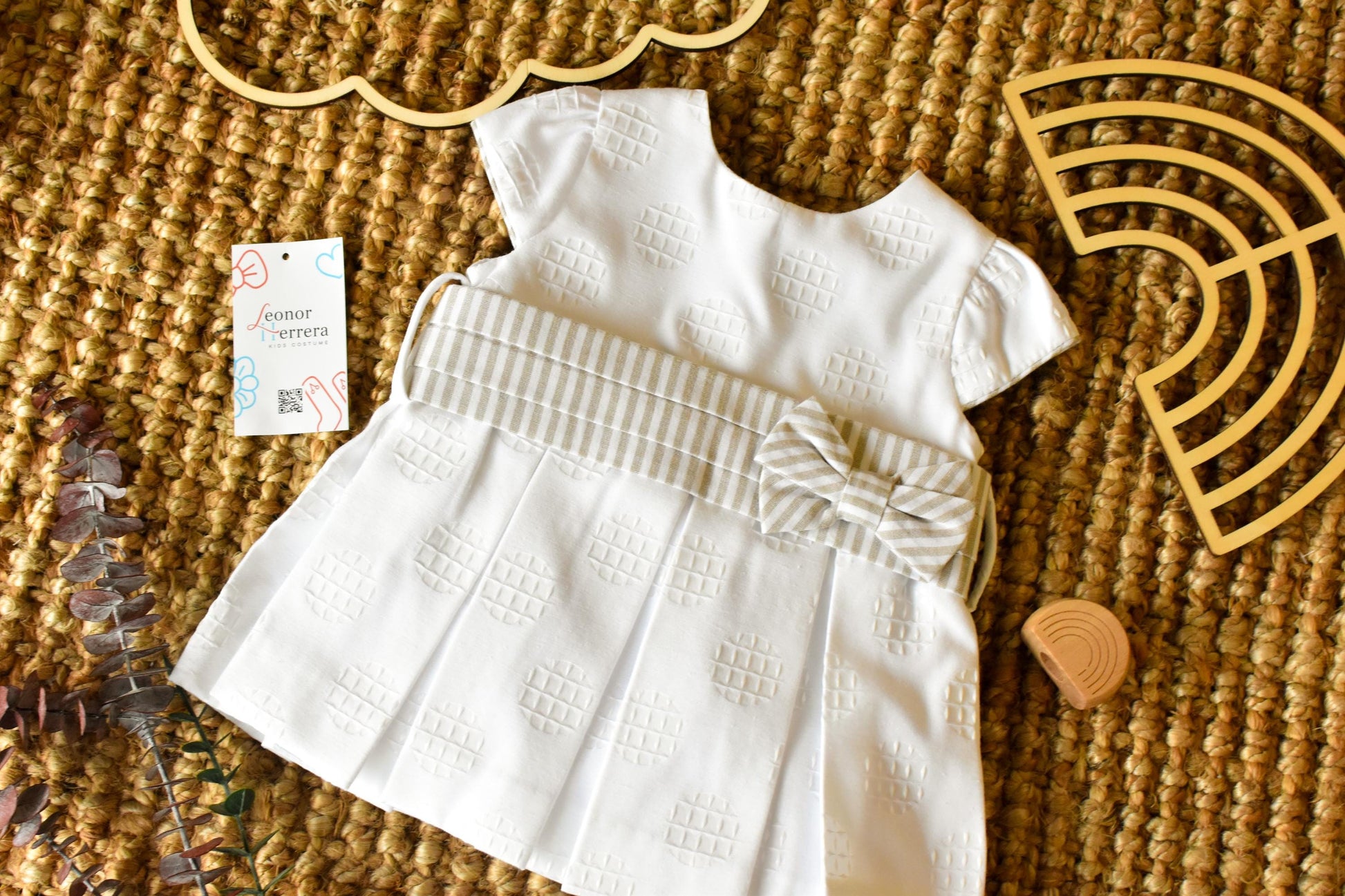 Ceremonial Dress with Bow in Pearl