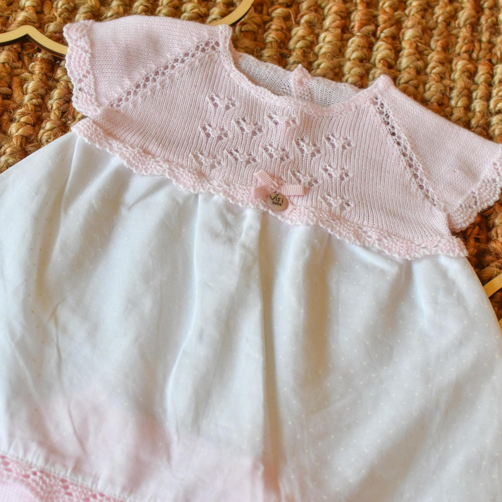 Knit Long Top set in Pink - White
