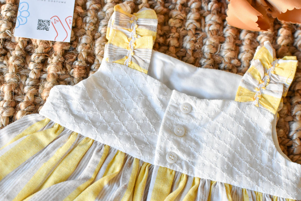 Girl Dress with lines and fabric Swiss