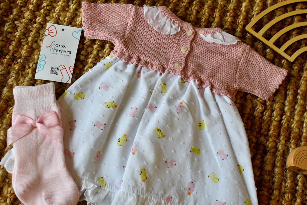 Knit Duck Dress with Socks in Pink