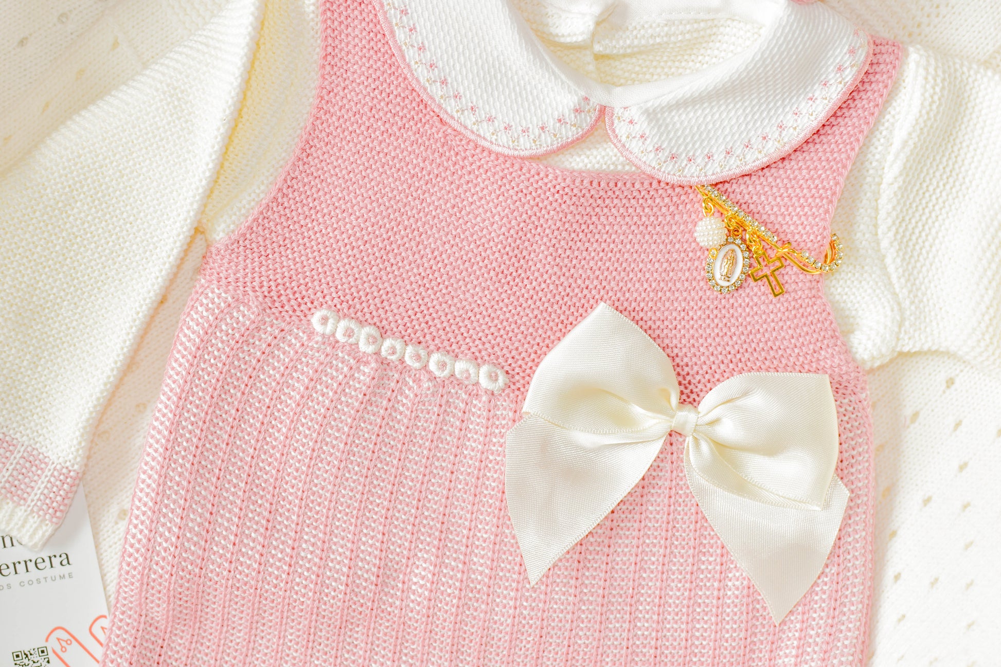 Romper Knitted Newborn set in Old Pink