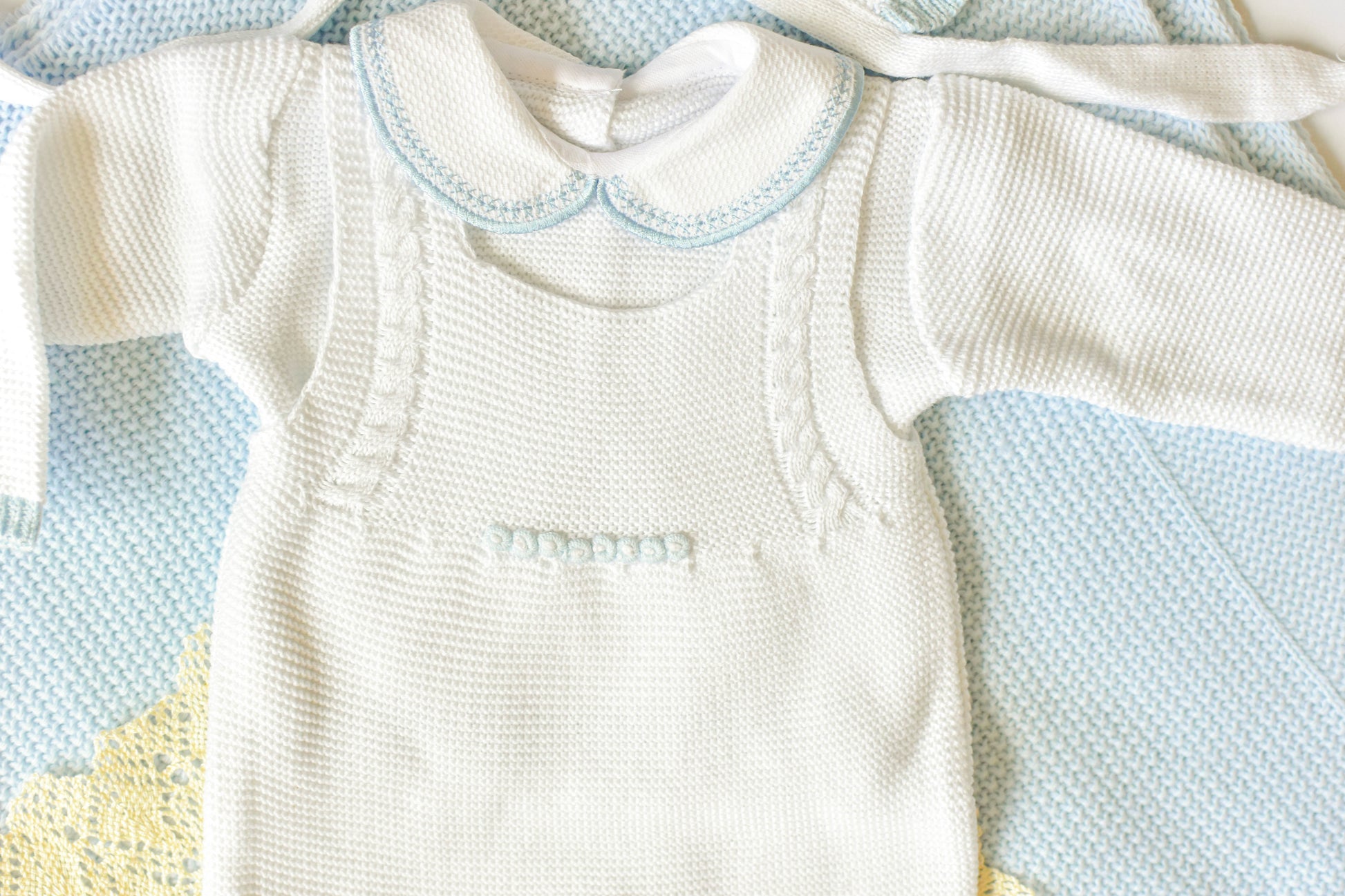 Romper Doble Cable in White - Blue