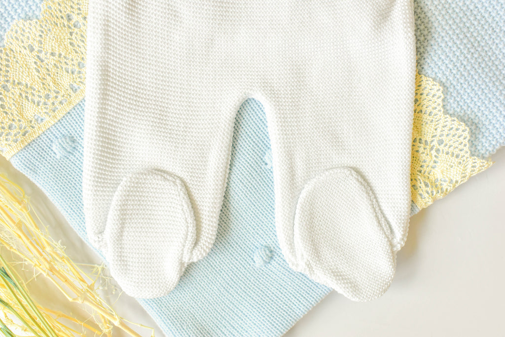 Romper Doble Cable in White - Blue