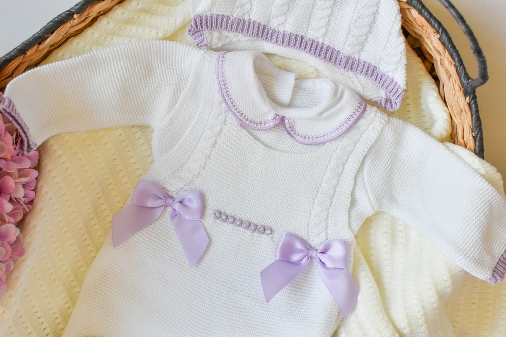 Romper Doble Cable in White - Lila