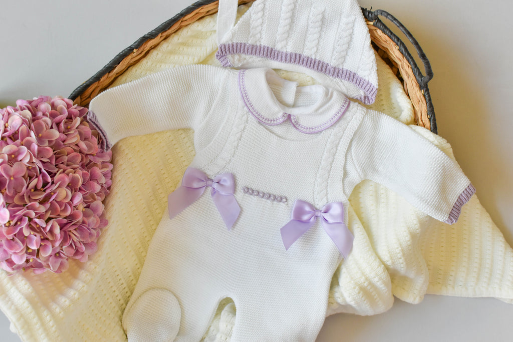 Romper Doble Cable in White - Lila