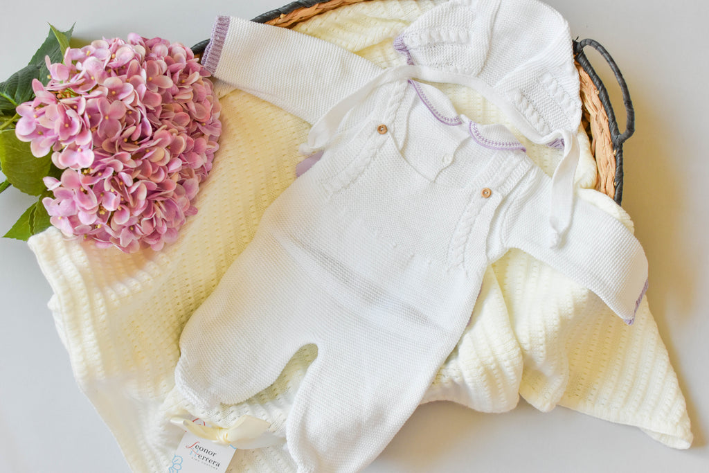 Romper Doble Cable in White - Lila