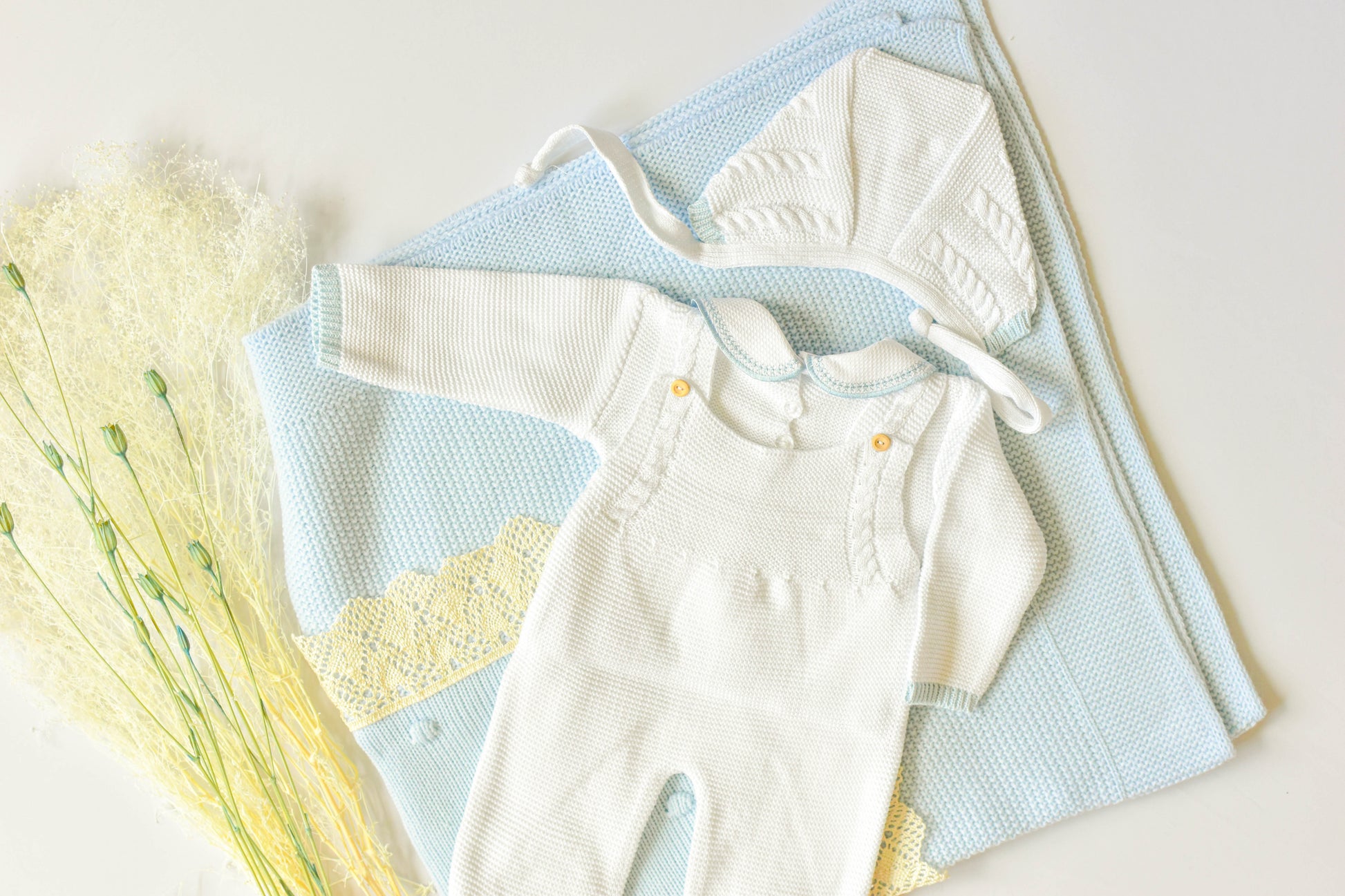 Romper Doble Cable in White - Blue