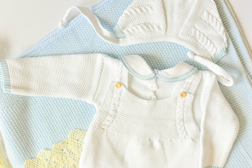 Romper Doble Cable in White - Blue