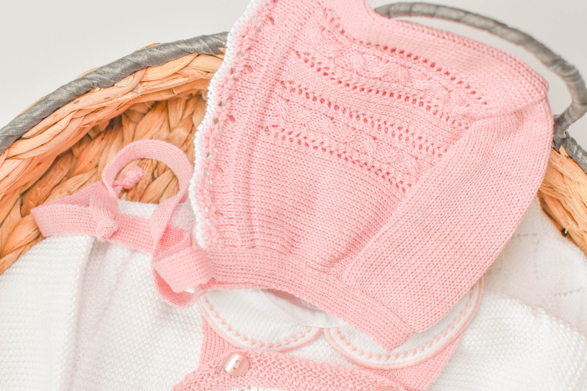 Romper Knit Bow Set in Old Rose