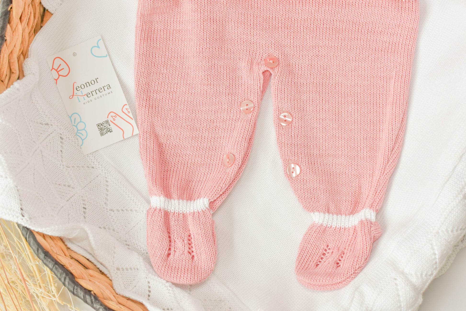 Romper Knit Bow Set in Old Rose