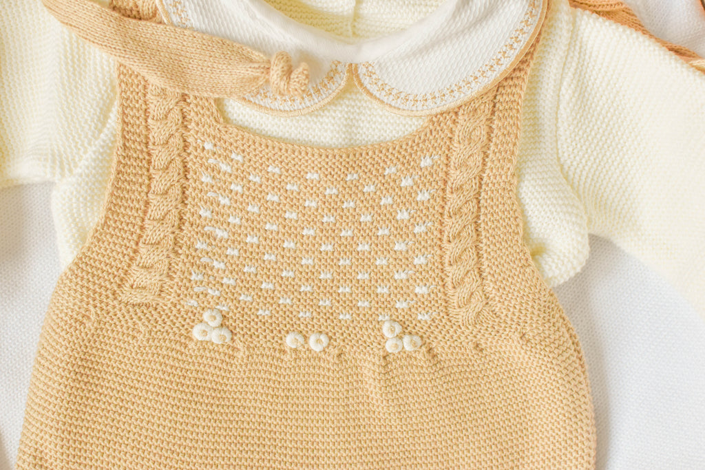 Knitted Newborn set in Light Brown
