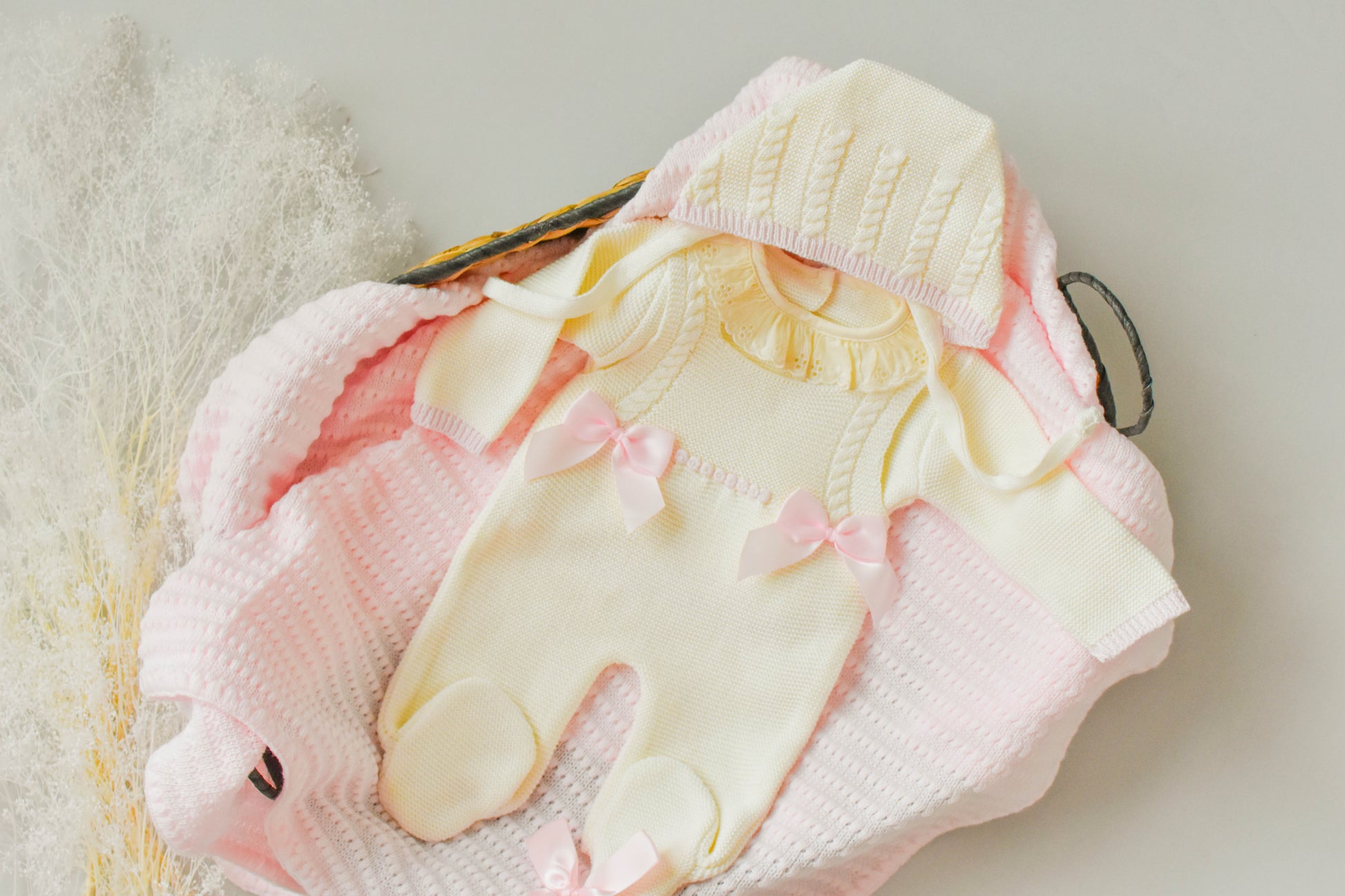 Romper Doble Cable in Pink - Beige