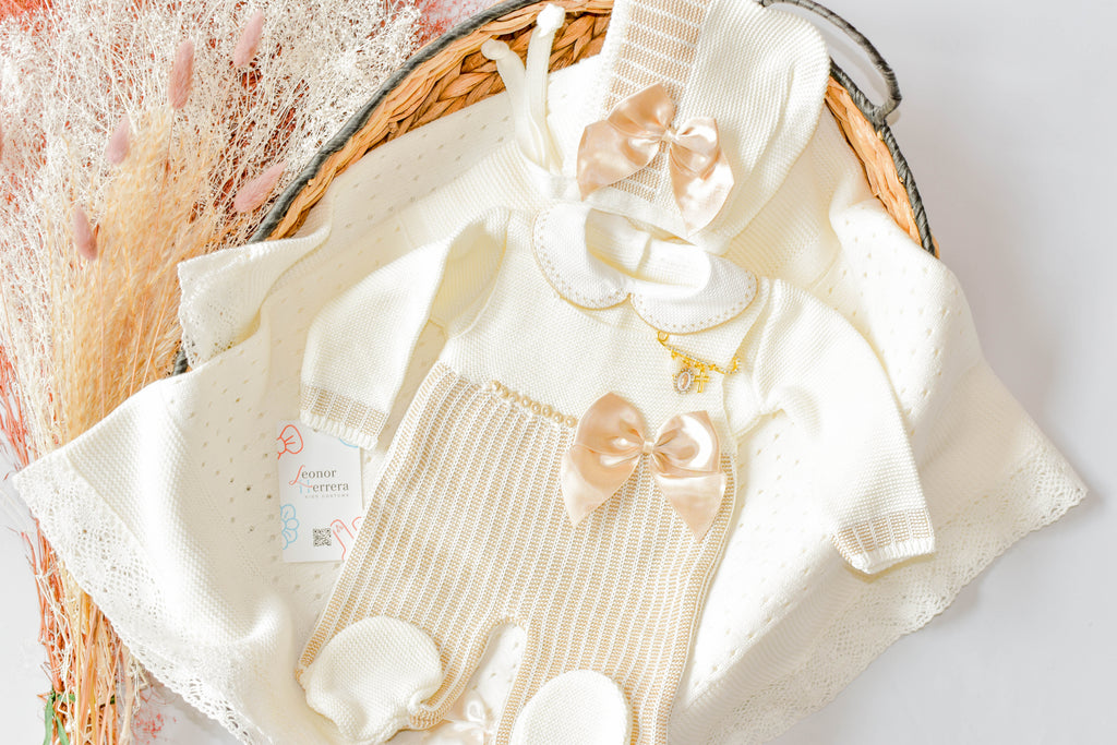 Romper Knitted Newborn set in Beige