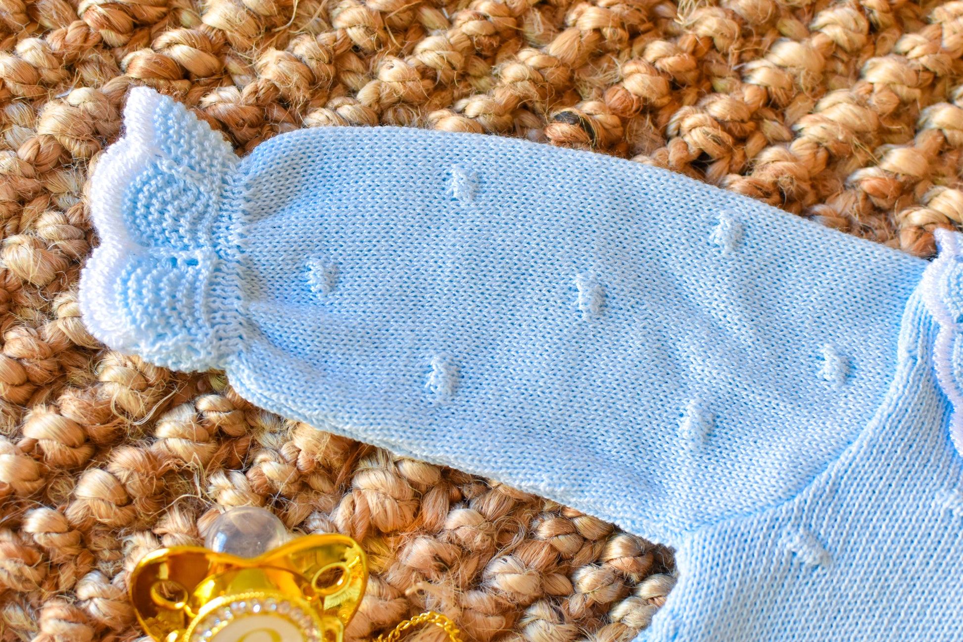 Knit Embroidered Collar Set in Sky Blue