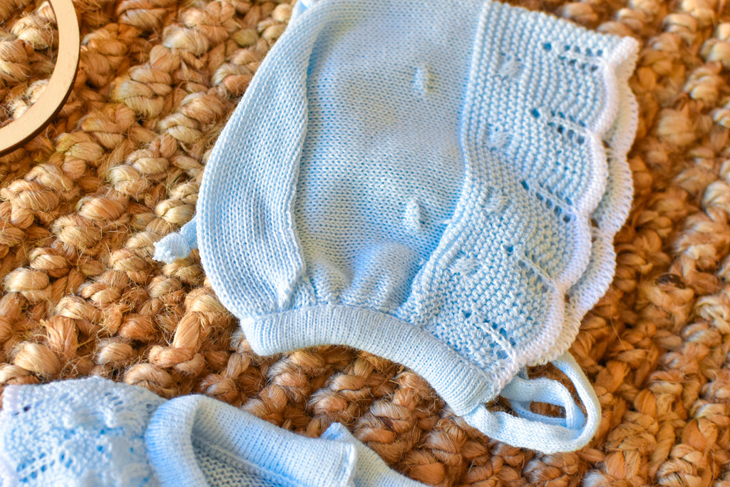 Knit Embroidered Collar Set in Sky Blue