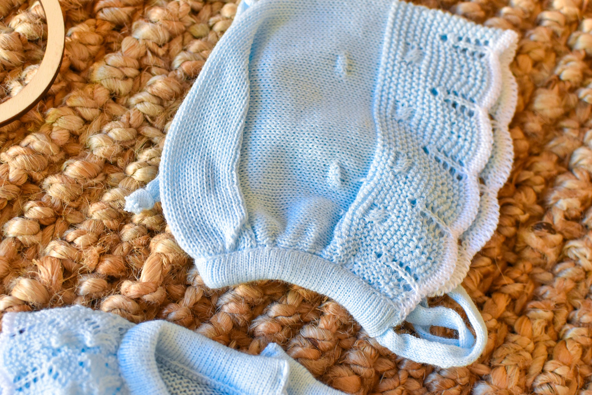 Knit Embroidered Collar Set in Sky Blue