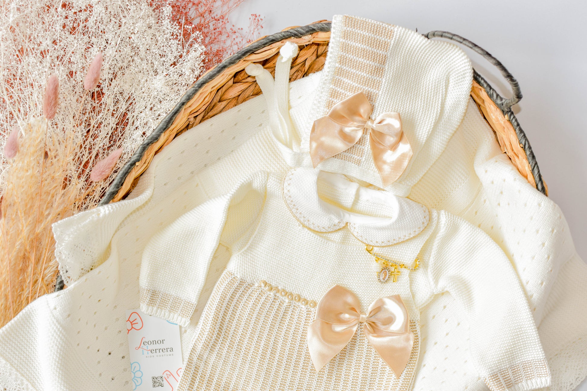 Romper Knitted Newborn set in Beige