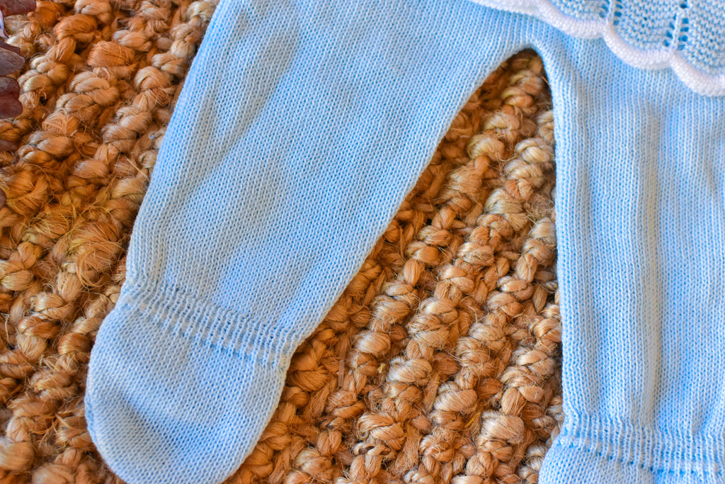 Knit Embroidered Collar Set in Sky Blue