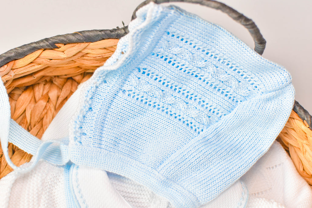 Romper Knit Bow Set in Blue