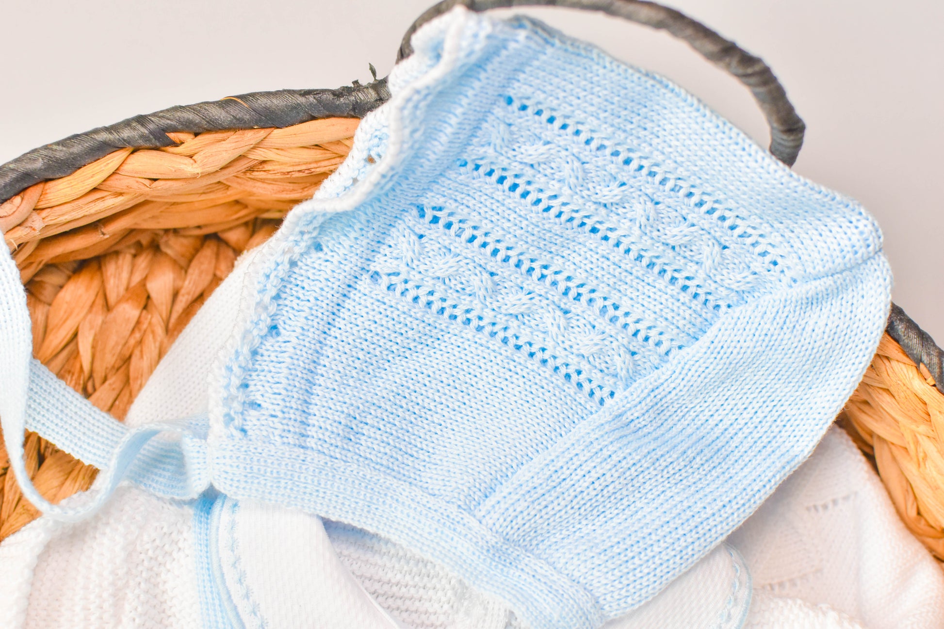 Romper Knit Bow Set in Blue