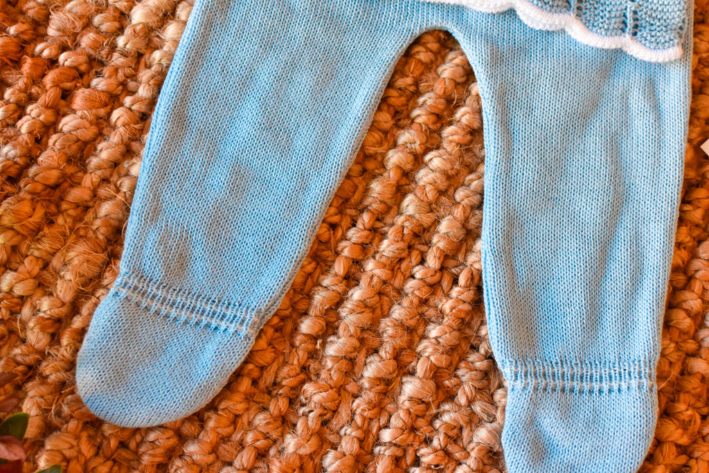 Knit Embroidered Collar Set in Blue