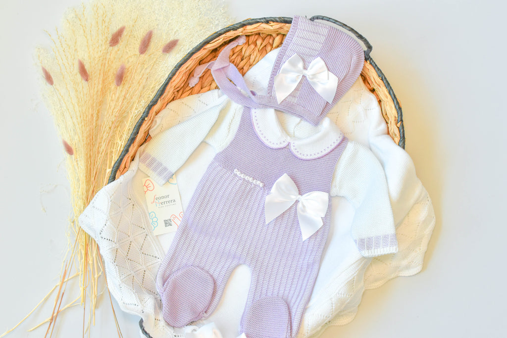 Romper Knitted Newborn set in Purple