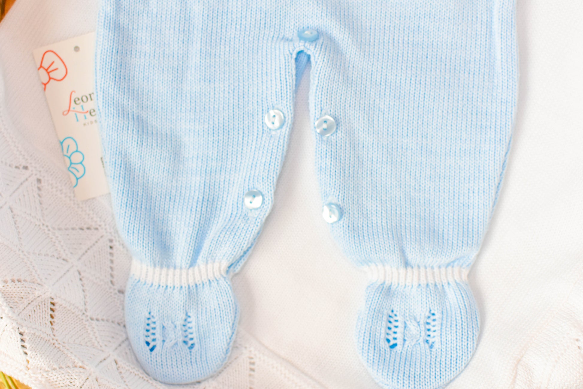 Romper Knit Bow Set in Blue