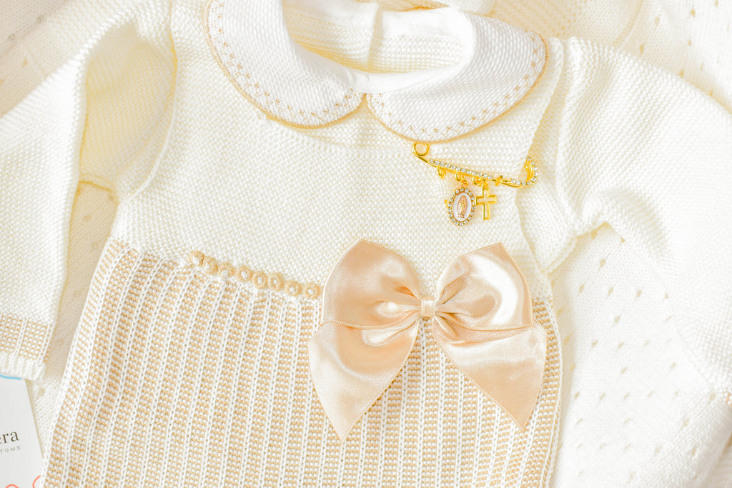 Romper Knitted Newborn set in Beige