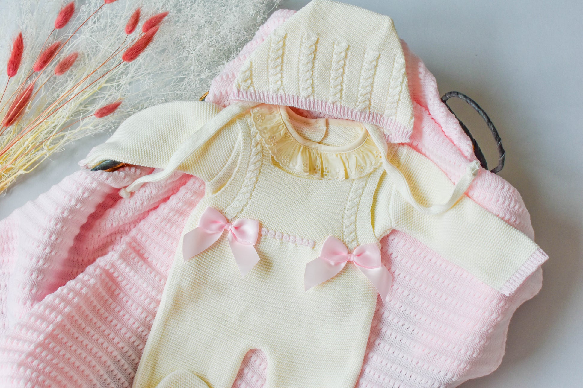 Romper Doble Cable in Pink - Beige