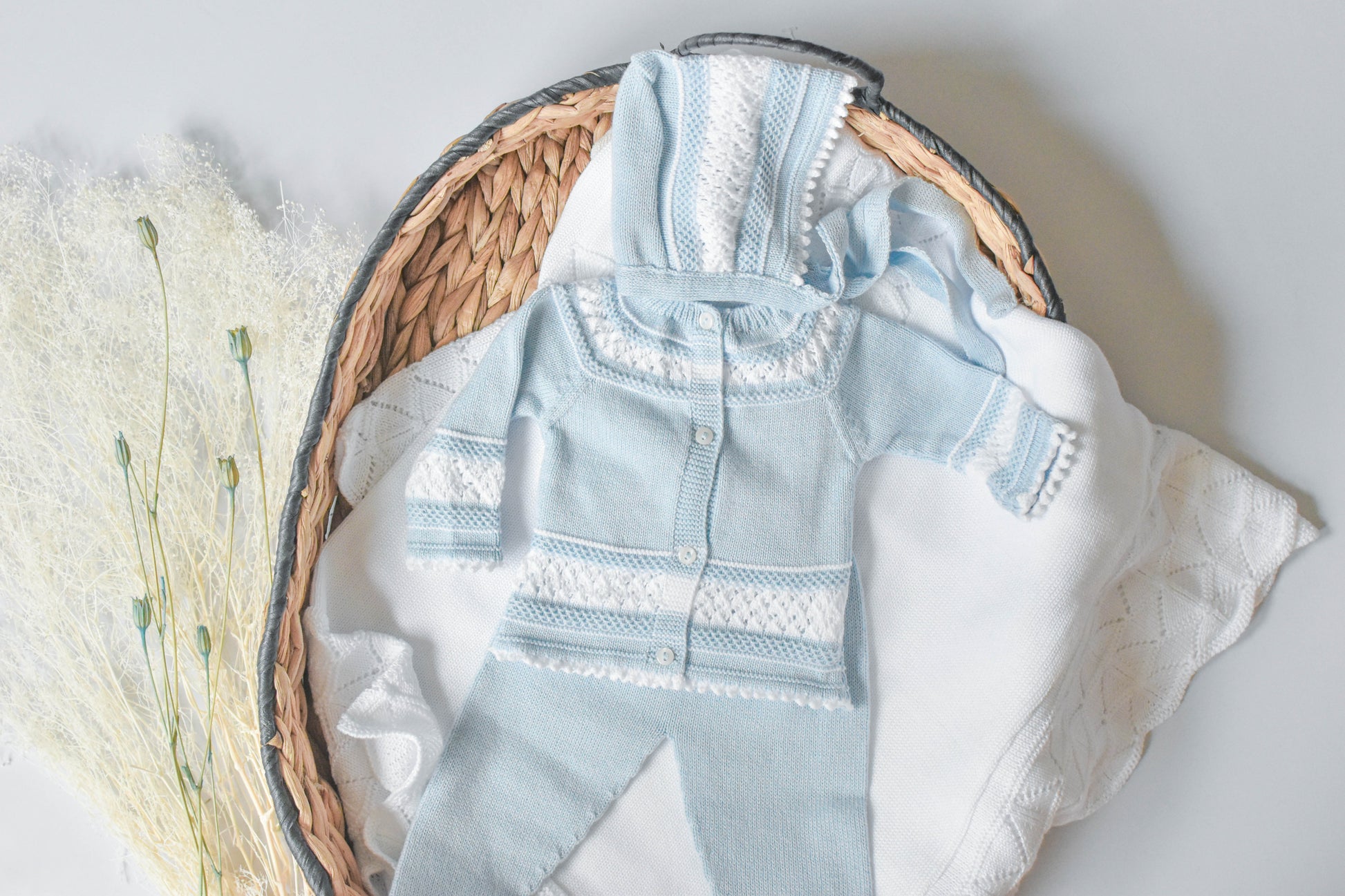 Knit Cotton Set in Sky Blue