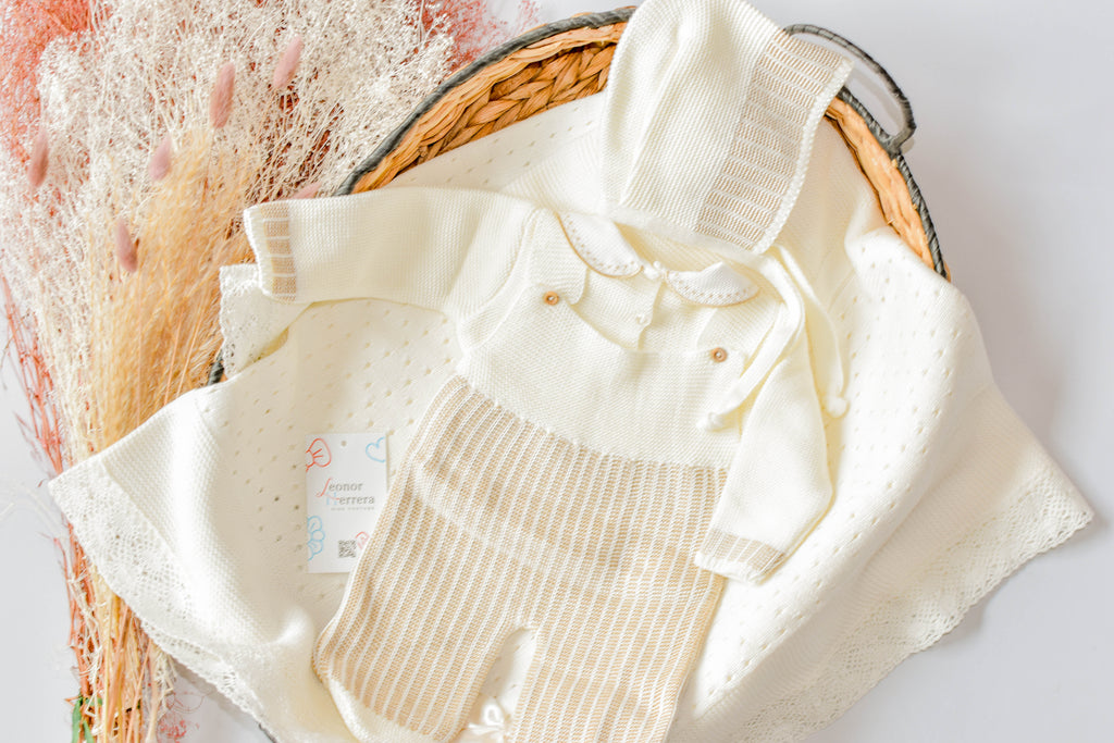Romper Knitted Newborn set in Beige