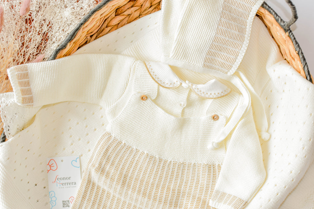 Romper Knitted Newborn set in Beige