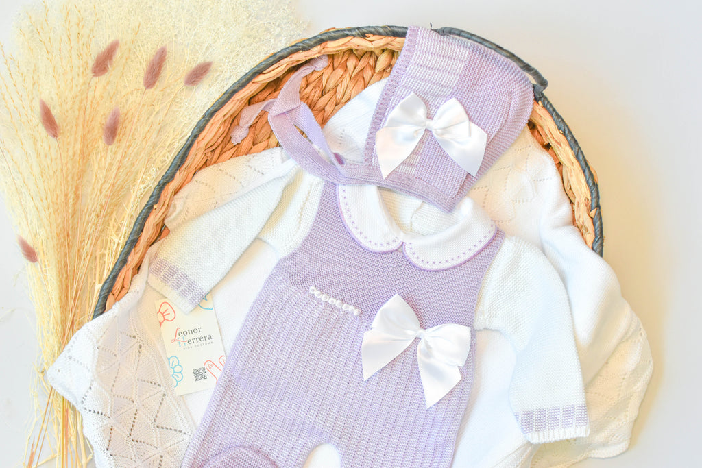 Romper Knitted Newborn set in Purple