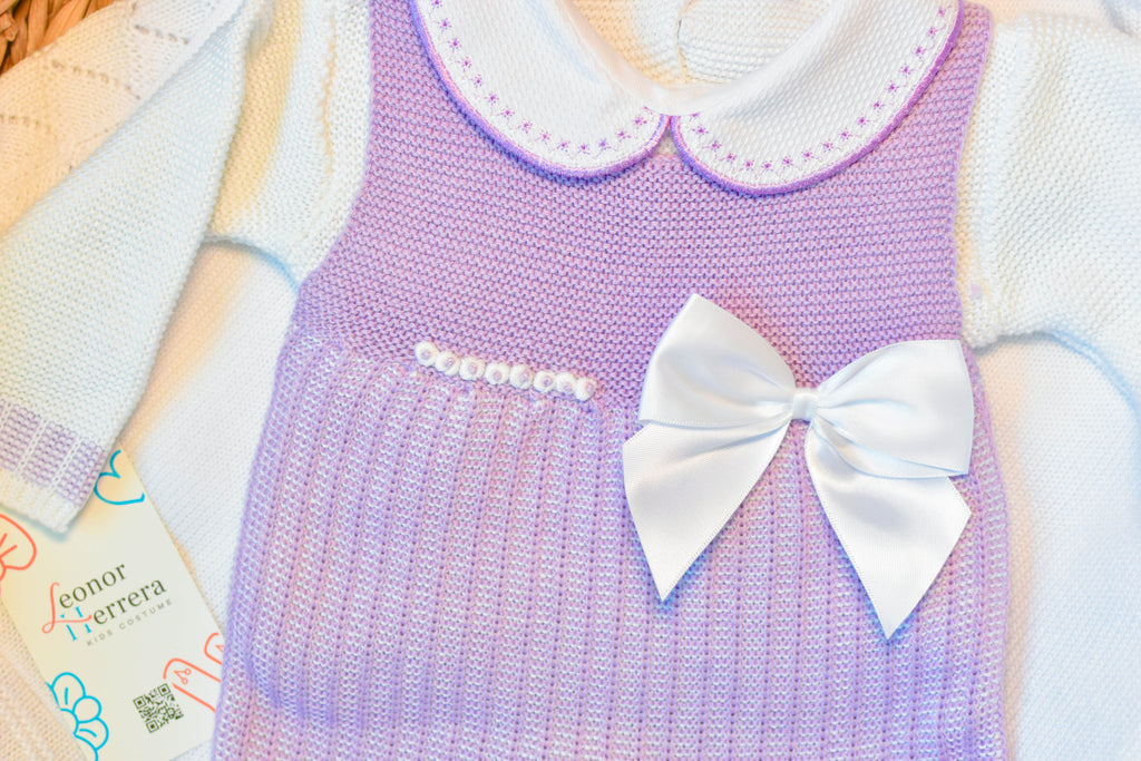 Romper Knitted Newborn set in Purple