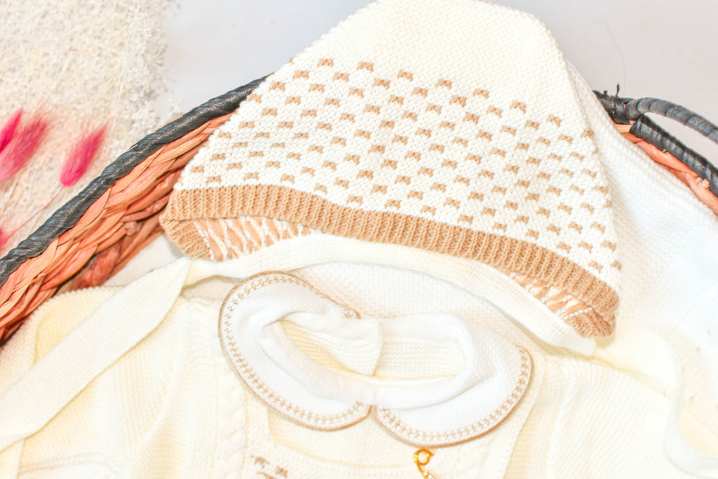Knitted Newborn Girl set in Beige
