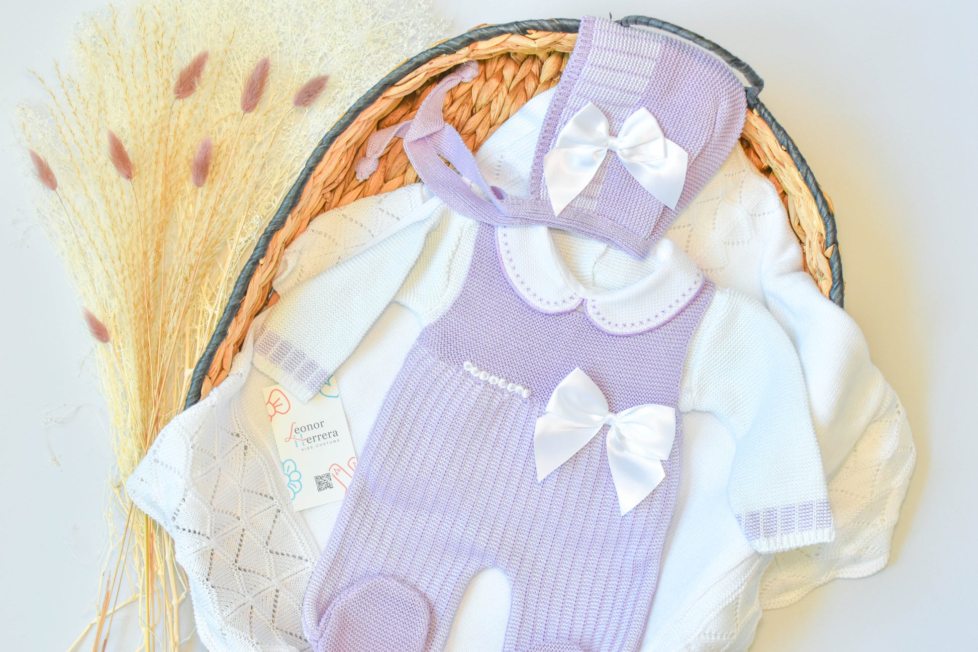 Romper Knitted Newborn set in Purple
