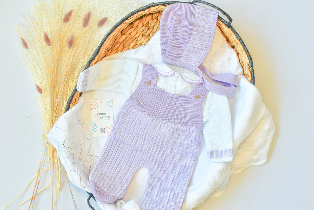 Romper Knitted Newborn set in Purple