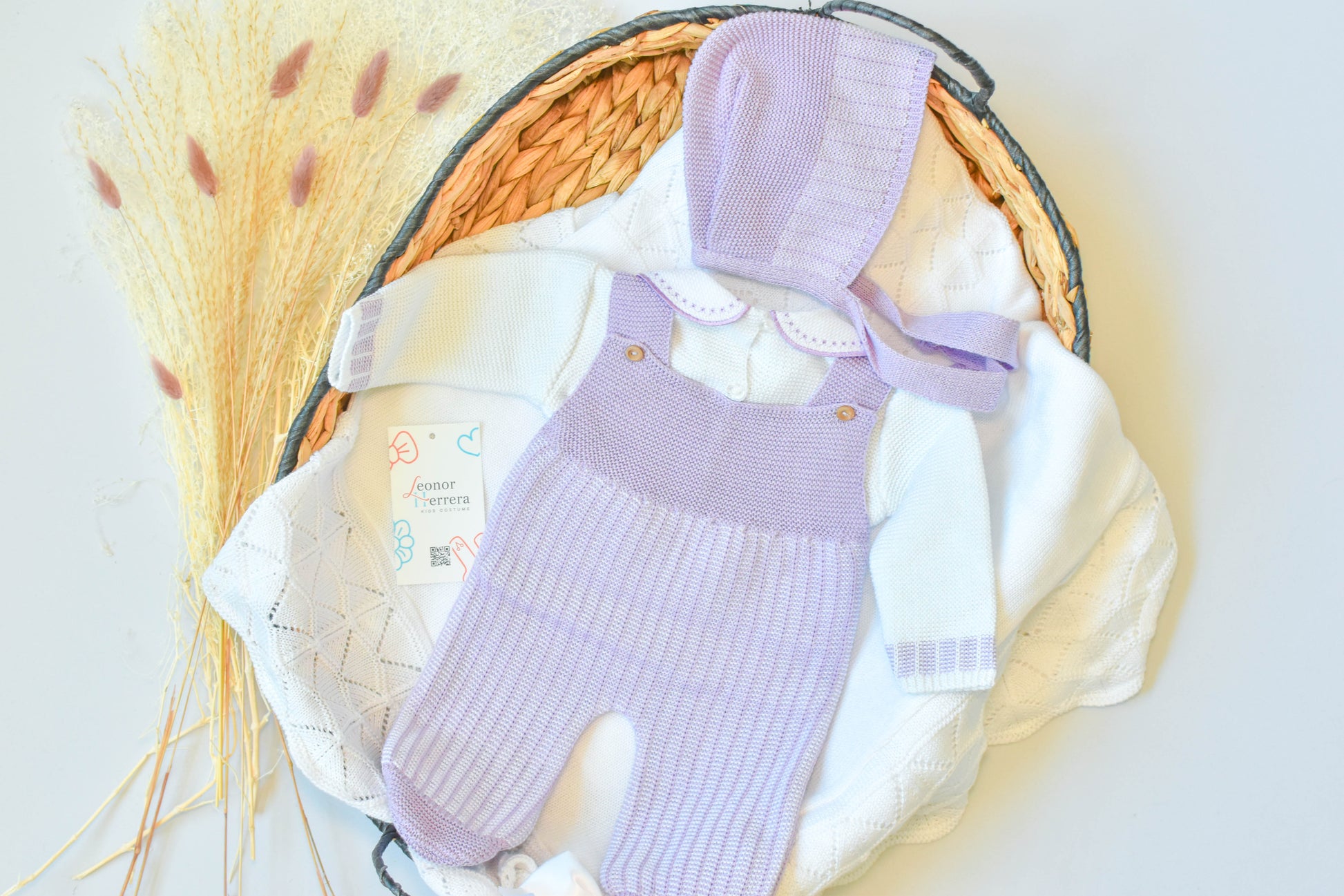 Romper Knitted Newborn set in Purple